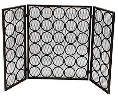Great Deal Furniture 309113 Koda Kaminschutzgitter aus Eisen, 3 Paneele, Schwarz/goldfarben