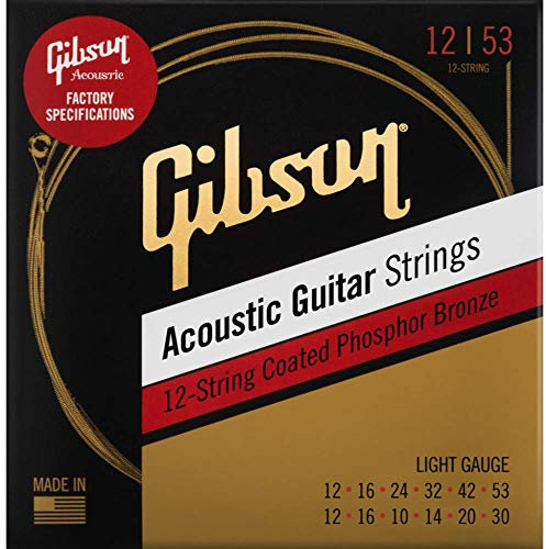 GIBSON ACCESSORIES Cordes Phosphor Bronze Acoustic Light 12/12-16/16-24/10-32/14-42/20-53/30, pour guitare acoustique (SAG-PB12L)