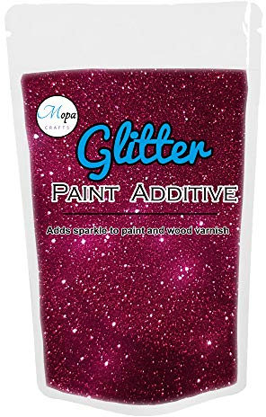 Mopa Crafts Raspberry Glitter Paint Crystal Additive 100g for Emulsion Paint - for use with Interior/Exterior Wall, Ceiling, Wood, Metal, Varnish, Dead Flat, Matt, Soft Sheen or Silk Paints