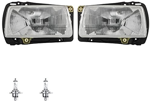 Scheinwerfer Set rechts & links H4 für Jetta II 19E 1G2 165 inkl. OSRAM Lampen mit Lampenträger