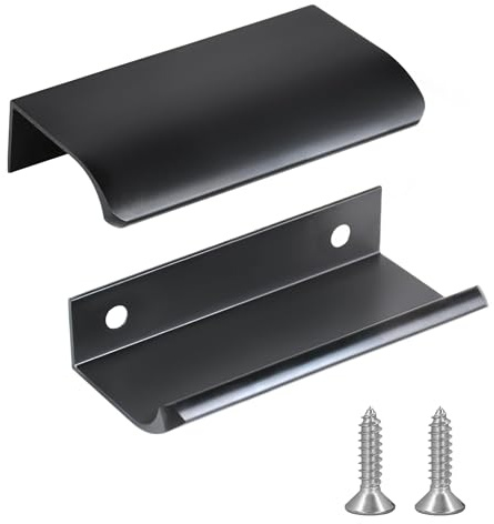 JOOJA 10 Stück Möbelgriffe im modernen Stil mit Fingerrand und Schubladen, versteckte Schrankgriffe, Küche, Schubladen, Griffe, Schwarz, 80 mm