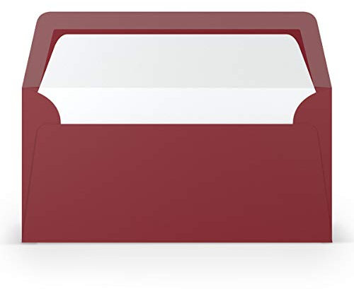 PAPERADO 100 Briefumschläge DIN lang/DL - Rosso gerippt Dunkel-Rot - 100 g/m² Kuvert ohne Fenster 22 x 11 cm - Umschläge mit Nassklebung gerader Klappe