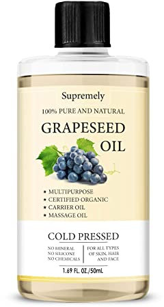100% Pure Grapeseed Oil Cold Pressed Pure and Natural Carrier Essential Oil for Skin and Hair 50ml