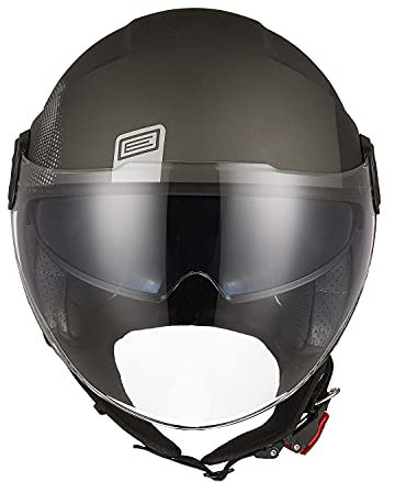 ORIGINE Motorradhelm Jethelm Roller Helm Scooter Helm Chopper Helm Moped Mofa Helm mit Doppelvisier ECE Zertifizierung (Track Black Titanium,S)