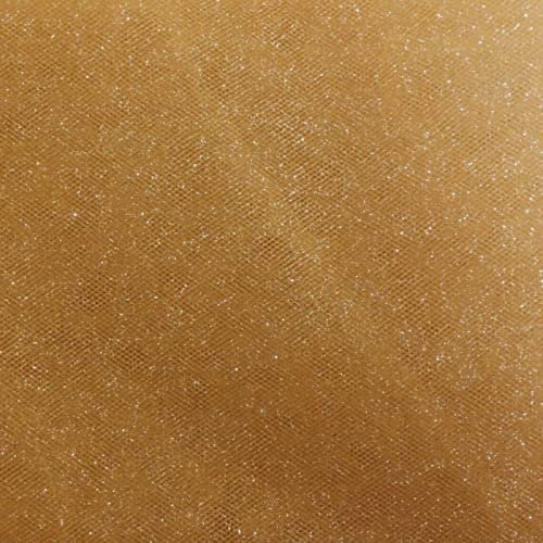 Glitter Tulle Fabric Nylon Netting Sparkle Net Tutu Fabric 60/150cm Wide by The Metre (Silver Glitter on Gold, 1 Metre 100cm x 150cm)