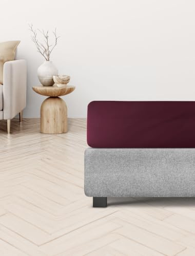 Irisette Kuschel Jersey Spannbetttuch Vesuv (Rubin, 100x200 cm)