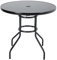 The Fellie Gartentisch Outdoor Esstisch mit Sonnenschirmloch Balkontisch mit Gehärtete Glasplatte & Metallrahmen, Runder- Couchtisch, 80 x 72cm Beistelltisch für Garten, Rasen (Schwarz)