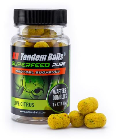 Tandem Baits SuperFeed Pure Dumbells Wafters Lebhafte Zitrusfrüchte | Karpfen Angeln ohne Mühe | Boilies Köder Große-Fische-Angeln | Karpfenzubehör Profis & Hobby-Angler 15/12 mm 30 g