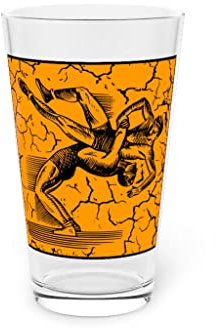 Beer Glass Pint 16oz Retro Wrestling MMA Wrestler Graphic 16oz