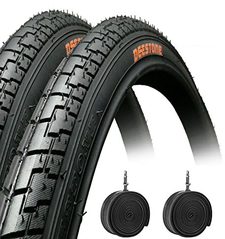 ECOVELO 2 schwarze Reifen 26 x 1,75 (44-559) + Luftkammern Straßenreifen für MTB Mountain Bike Slim