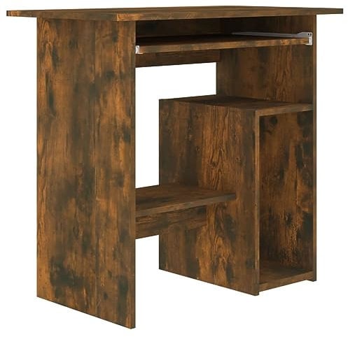vidaXL Escritorio Mesa Ordenador Estudio Oficina Muebles Despacho Sala Almacenamiento Estantería Madera Contrachapada Roble Ahumado