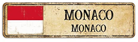 Willkommen Monaco Schild, Monaco Monaco Stadt Straßenschild Retro Monaco Aluminium Schild Hauptstadt Vintage Metallschild Wanddekoration, 8 x 30 cm