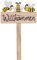 Willkommen Schild mit Bienen zum stecken Holz Tafel Frühlingsdeko Wellcome Deko H=51 cm