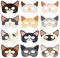 Aatpuss 12 Stück Tier Party Mask, Papier Cartoon Party Maske, Maskerade Tiermasken Für Kinder, Für Halloween Dschungel Thema Tier Masken Cosplay Masken Dress Up (Haustierkatze)