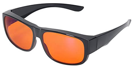 Yunseity 400–500 Nm Blaulicht-Gaming-Brille, über 99,9% Blaues Licht Blockierende Brille, Orangefarbene Linse, UV-Schutz, über Brillen oder Allein (Quadratische Brillengläser)