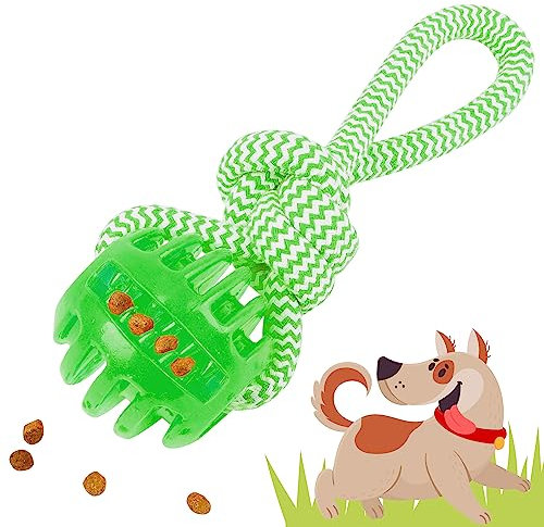 rootsnoot Wurfball mit Seil für Hunde | Zerrspilezug | Hundeseil | Hundeball | Apportierspielzug super stabil | besonder Zahn - schonend | SCHADSTOFF FREI (Wurfball mit Seil Grün)