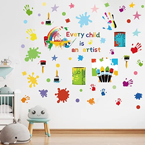 Wandtattoo Wandsticker für Kinderzimmer, Bunt Wandtattoo Wandsticker Tupfen Punkte für Kinderzimmer Wandaufkleber Wall Stickers Handprints Wall Decor Wohnzimmer Schlafzimmer Fenster Decor