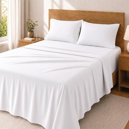 Degrees Home Premium – Set Lenzuola 4 Pezzi in Microfibra Spazzolata (200X200) – Lenzuolo con Angoli, Lenzuolo Piatto e 2 Federe 80X50 – Extra Morbido, Anti-Piega e Certificato Oeko-Tex