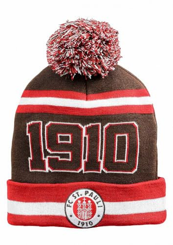 FC St. Pauli - Logo 1910 - Bommelmütze rot-weiß-braun