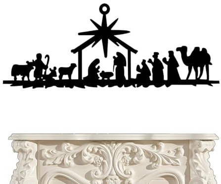 Dirfuny Weihnachtskrippe aus Metall | Wandkunst Weihnachtskrippe | Menschen Krippe Set Krippe für, Krippen-Sets für Innendekoration