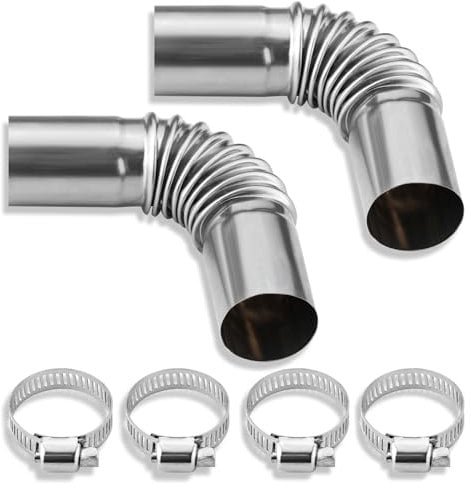 2pcs Diesel Heater Exhaust Pipe, Stainless Steel 24mm Parking Air Heater Exhaust Pipe Tube Elbow Connector with 4 Clamps for Webasto Eberspacher Diesel Boat Heater 13cm Exhaust Pipes and Tips