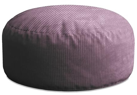 DreamRoots Pouf Hocker Roller 70x70x40cm - Cord Sitzkissen Rund - Wohnzimmer Fußhocker für Sessel und Sofa - Sitz Poof - Fußablage - Runder Hocker