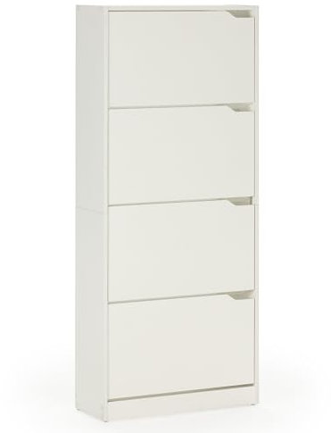 HOMN LIVING Mueble Zapatero Ángel 4 Puertas Color Blanco, para 24 Pares, 63 cm (Ancho) 24 cm (Profundo) 150 cm (Altura)