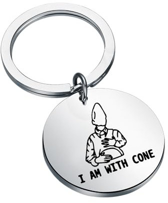 FAADBUK Filminspiriertes Geschenk, 90er-Jahre-Komödie Merch, SNL, klassisches Geschenk, I am With Cone-Schlüsselanhänger, Kegelförmiger Schlüsselanhänger, Small