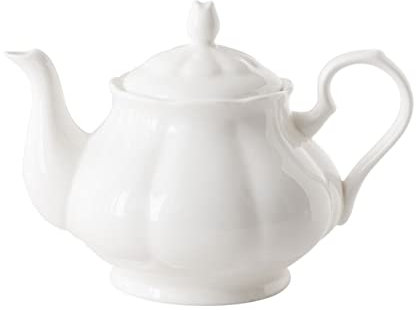 Tetera clásica de cerámica blanca de 950ML, tetera de café de gran capacidad for el hogar, tetera de leche for té de la tarde con tetera