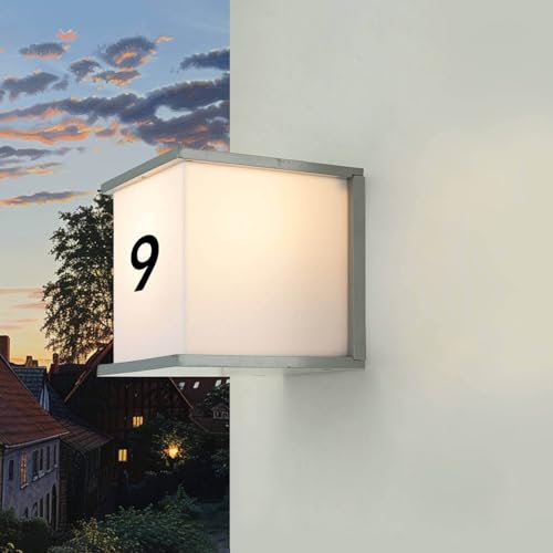 Hausnummernleuchte, Hausnummer Beleuchtet, Aluminium, Grau, Weiß, IP54, rostfrei, Haus, Eingang, B:16,5 cm, E27, inkl. Buchstaben Zahlen, Beleuchtete Hausnummer, Wandlampe Außen