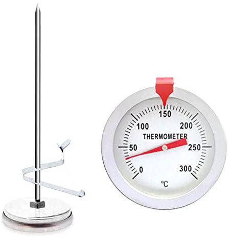 kesurpae Braten, Kochen, Thermometer, Topfclip, schnell ablesbares Fleischofen Temperaturmessgerät, Milch, Getränke, Schokolade, Bäckerei Gadgets, 300mm