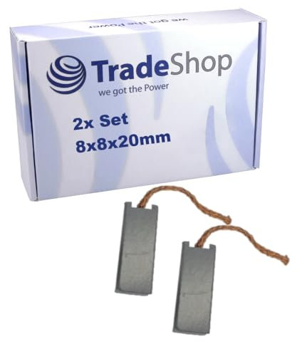 Trade-Shop - Lot de 2 balais de charbon de moteur - 8 x 8 x 20 mm - 6-24 V - Pour différents moteurs de voiture, portail, porte de garage