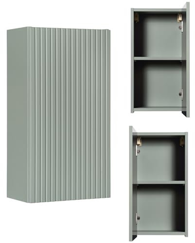 Lomadox Badezimmer Hängeschrank 30cm, grün, gerillte Front, grifflos