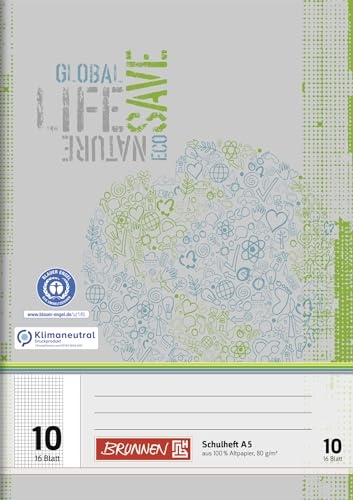 Brunnen Schulheft A5 Lineatur 10, 16Blatt, Recyclingpapier