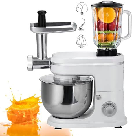 forplubossmmp 3-In-1 Professional Stand Mixer & Mincer | Juicing Blending Cooking Machine | Blender with Meat Mincing and Juice Extraction | Electric Food Mixer with Dough Hook & Whisk & Beater,White