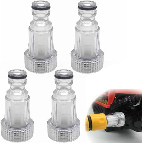 Voarge 4 Pezzi Filtro per l'acqua per Idropulitrice, con raccordo da 3/4 pollici, Filtro Ingresso Acqua Idropulitrice, Filtro Per lavaggio auto, irrigazione da giardino
