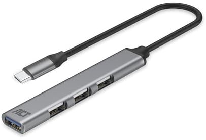 ACT USB C Hub 3.0, 4 Ports, Aluminum, 18cm - AC6425 | 1x USB 3.2 Gen 1 - 5Gbps und 3x USB 2.0 - 480Mbps