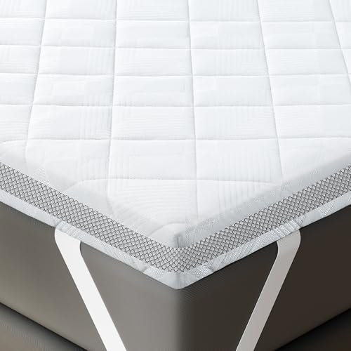 BedStory Surmatelas 160 x 200 en Mousse Gel Injectée de 7,5 cm, Découpée dans Une Seule Pièce (sans Colle), Housse 3D Respirante Épaisse - Confort Amélioré pour Lits et Canapés-Lits Inconfortables