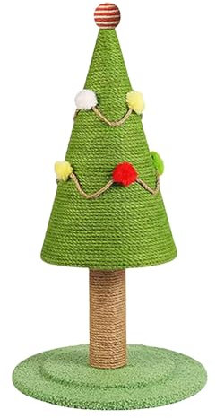 Árbol rascador de Navidad alto para gatos, de árbol de Navidad, árbol de Navidad con sisal natural, muebles festivos para gatos con adornos de juguete