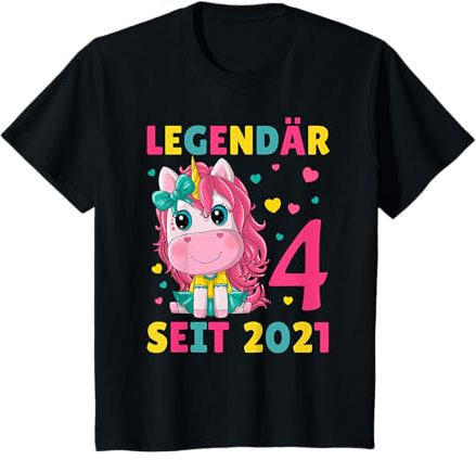Kinder 4. Geburtstag Einhorn Mädchen 4 Jahre alt Geburtstag T-Shirt