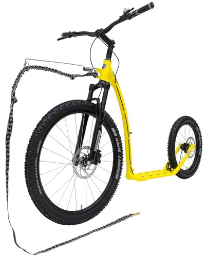 KOSTKA Mushing Max (G6) - Monopattino per adulti, scooter per cani e avventure fuoristrada, scooter con pneumatici 26/20, monopattino per cani con forcella ammortizzata, fino a 150 kg (neon limone)