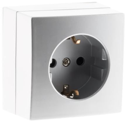 Prise Schuko saillie 16A Bel'Vue - Argent - Zenitech
