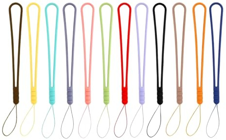 Bojueshaw 12pcs Silicone Hand Wrist Strap Lanyard,Colorful Phone Lanyard Straps for Mobile Phones,USB Drives,Keychains,Cameras