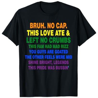 Bruh No Cap Funny LGBT Pride Regenbogen Liebe Humor T-Shirt