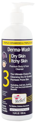 Hope's Relief Derma Wash with Triple Oats & Triple Ceramides for Dry Skin, Eczema, Psoriasis and Sensitive Skin, 350ml