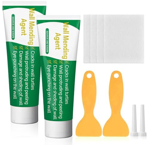 100g Wandreparaturcreme x2,Reparaturspachtel,Fertige Spachtelmasse,Innen Reparatur,1X Tüllen und 2X Schleifpapier,Effektiv Ausbessern von Bohrlöchern und Füllen von Rissen, Löchern,weiß