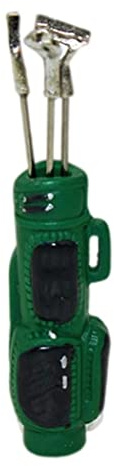 Hperu Puppenhaus-Golfschläger, Miniatur-Zubehör für den Außenbereich, Golftasche, Schläger, Eimer, Miniaturmodell, grüne Sportausrüstung – Mini