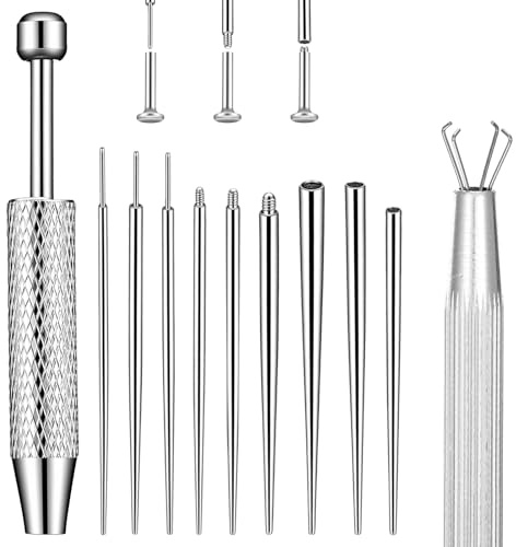 KFHENSOMR 10Stück Piercing Einführhilfe, 14G - 20G Piercing Nadel Zange Set | Taper Insertion Chirurgenstahl Piercing wechselhilfe Kit für Tragus, Lippe, Zunge, Bauch, Nase, Ohrloch Stecher