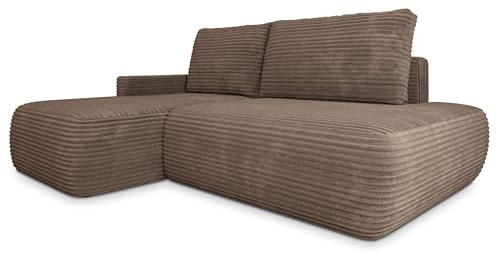 Masseno Ecksofa AVINI T L-S mit Schlaffunktion L-Form, Klassisch Sofa mit Bettkasten, Wohnzimmersofa, Couch, Soffa, Bettsofa, Couchgarnitur - Blau, TILIA 77