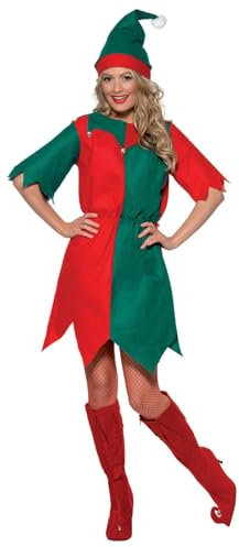 Smiffys Elf Costume,Red & Green,M - UK Size 12-14